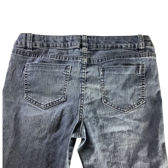 Girls Butterfly Print Denim Bermuda Shorts Size 14 1/2 Elastic Waist - Picture 11 of 12